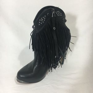 Sam Edelman Kiana Boots Western Fringe Leather 6